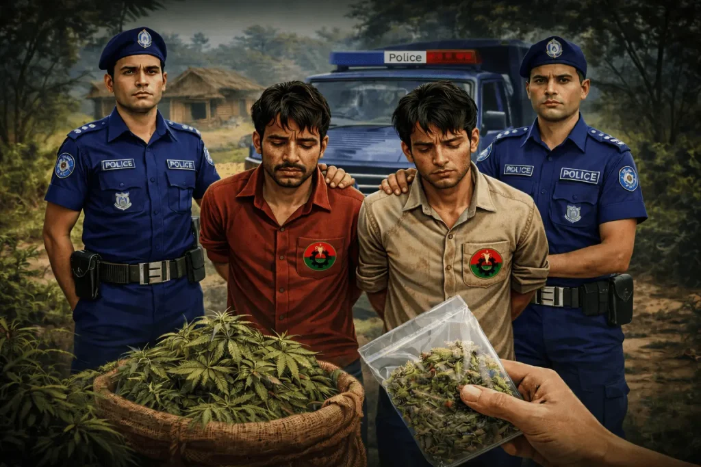 বাগানবাজার কামাল মার্কেট এলাকা থেকে দুই মাদককারবারী গাঁজাসহ আটক